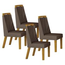 Cadeira para Mesa de Jantar Liz MDF Kit 4 Peças Freijó Joli Camurça Leifer Móveis