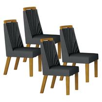 Cadeira para Mesa de Jantar Liz MDF Kit 4 Peças Freijó Joli Chumbo Leifer Móveis