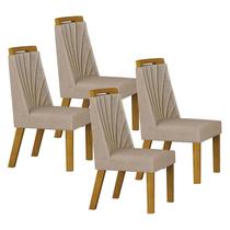 Cadeira para Mesa de Jantar Liz MDF Kit 4 Peças Freijó Linho Palha Leifer Móveis Cadeira para Mesa de Jantar Liz MDF Kit 4 Peças Freijó Linho Palha Leifer Móveis