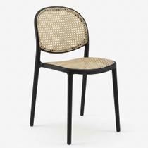 Cadeira para Mesa de Jantar Maya Plástico PP Preto/Palha - Sallar Home