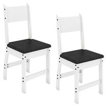 Cadeira para Mesa de Jantar Milano Kit 2 Peças Branco Preto - Poliman