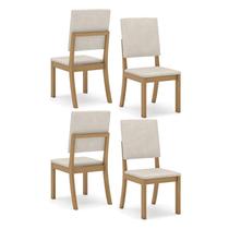 Cadeira para Mesa de Jantar Milla Kit 4 Peças Nature Linho - Henn Cadeira para Mesa de Jantar Milla Kit 4 Peças Nature Linho - Henn