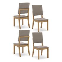 Cadeira Para Mesa De Jantar Milla Kit 4 Peças Nature Marrom Amêndoa - Henn Cadeira Para Mesa De Jantar Milla Kit 4 Peças Nature Marrom Amêndoa - Henn