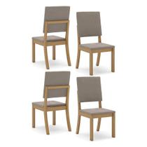 Cadeira Para Mesa De Jantar Milla Kit 4 Peças Nature Marrom Amêndoa - Henn Cadeira Para Mesa De Jantar Milla Kit 4 Peças Nature Marrom Amêndoa - Henn