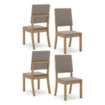Cadeira para Mesa de Jantar Milla Kit 4 Peças Nature Marrom Amêndoa - Henn
