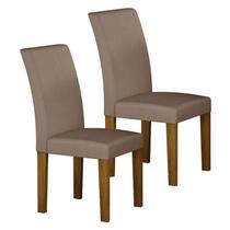 Cadeira para Mesa de Jantar Napoli MDF Kit 2 Peças Freijó Joli Camurça Leifer Móveis