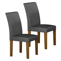Cadeira para Mesa de Jantar Napoli MDF Kit 2 Peças Freijó Joli Chumbo Leifer Móveis