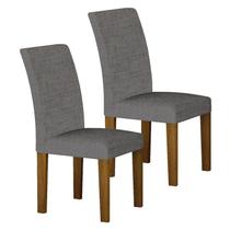 Cadeira para Mesa de Jantar Napoli MDF Kit 2 Peças Freijó Linho Cinza Leifer Móveis Cadeira para Mesa de Jantar Napoli MDF Kit 2 Peças Freijó Linho Cinza Leifer Móveis