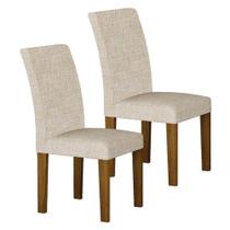 Cadeira Para Mesa De Jantar Napoli Mdf Kit 2 Peças Freijó Linho Palha Leifer Móveis