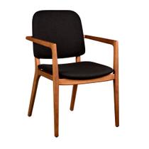 Cadeira para Mesa de Jantar Ram 55cm Madeira Maciça com Braço material sintético Preto - Sallar Home Cadeira para Mesa de Jantar Ram 55cm Madeira Maciça com Braço material sintético Preto - Sallar Home