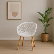 Cadeira Para Mesa De Jantar Sala Cozinha Web Wood Branca Base Madeira