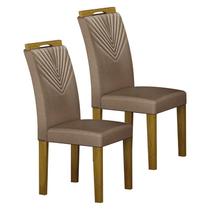 Cadeira para Mesa de Jantar Stela MDF Kit 2 Peças Freijó Joli Camurça Leifer Móveis