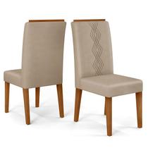 Cadeira para Mesa de Jantar Yasmin Kit 2 Peças Freijó Veludo Kraft - Dj Móveis