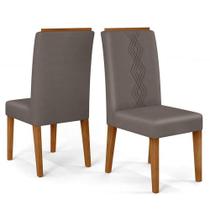 Cadeira Para Mesa De Jantar Yasmin Kit 2 Peças Freijó Veludo Lunar - Dj Móveis Cadeira Para Mesa De Jantar Yasmin Kit 2 Peças Freijó Veludo Lunar - Dj Móveis