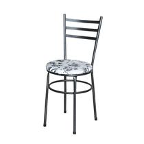 Cadeira para Mesa Epoxi Preta Craqueada Assento Floral