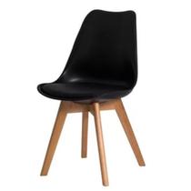 Cadeira para Sala de Estar Saarinen Leda Sked Lena Base Wood Design Preta Cadeira para Sala de Estar Saarinen Leda Sked Lena Base Wood Design Preta