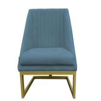 Cadeira Para Sala De Jantar Ana Base de ferro Suede Azul Tiffany - D'Classe Decor