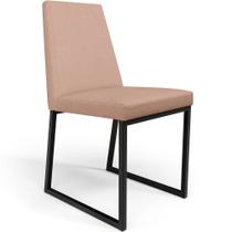 Cadeira Para Sala De Jantar Base Aço Industrial Preto Dafne L02 Linho Rosê - Lyam Decor