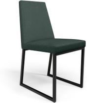 Cadeira Para Sala De Jantar Base Aço Industrial Preto Dafne L02 Linho Verde Musgo - Lyam Decor