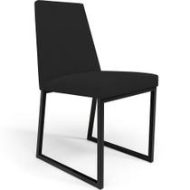 Cadeira Para Sala De Jantar Base Aço Industrial Preto Dafne L02 Suede Preto - Lyam Decor
