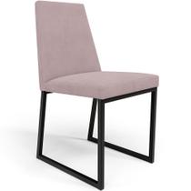 Cadeira Para Sala De Jantar Base Aço Industrial Preto Dafne L02 Suede Rosê - Lyam Decor
