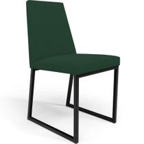 Cadeira Para Sala De Jantar Base Aço Industrial Preto Dafne L02 Suede Verde Musgo - Lyam Decor