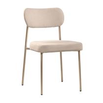 Cadeira para Sala de Jantar Bouclê Design Aço Carbono Lavinia Bege/Areia/Champagne Cadeira para Sala de Jantar Bouclê Design Aço Carbono Lavinia Bege/Areia/Champagne