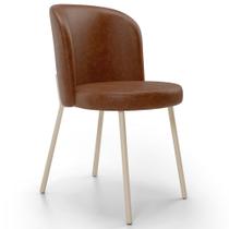 Cadeira Para Sala de Jantar Cozinha Estofada Gavi Arena L02 material sintético Marrom - Lyam Decor