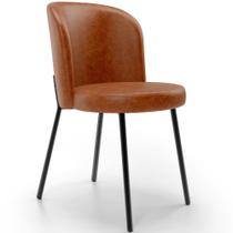 Cadeira Para Sala de Jantar Cozinha Estofada Gavi L02 material sintético Camel - Lyam Decor