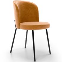 Cadeira Para Sala de Jantar Cozinha Estofada Gavi L02 material sintético Whisky - Lyam Decor