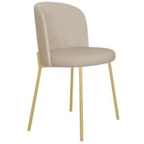 Cadeira para Sala de Jantar Decorativa Ayla Base Champanhe Linho