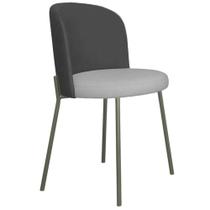 Cadeira para Sala de Jantar Decorativa Ayla Base Titanium Linho