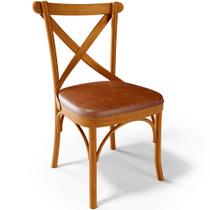 Cadeira Para Sala de Jantar e Estar Living Estofada Ávila L02 material sintético Camel - Lyam