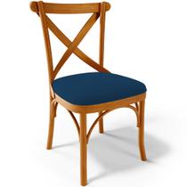 Cadeira Para Sala de Jantar e Estar Living Estofada Ávila L02 Suede Azul Marinho - Lyam