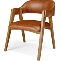 Cadeira Para Sala de Jantar e Estar Living Estofada Suran L02 material sintético Camel - Lyam