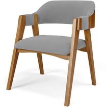 Cadeira Para Sala de Jantar e Estar Living Estofada Suran L02 Suede Cinza - Lyam Cadeira Para Sala de Jantar e Estar Living Estofada Suran L02 Suede Cinza - Lyam