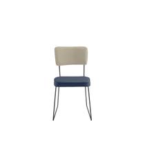 Cadeira para Sala de Jantar Escritório Estofada Base em Aço Roma Azul/Bege/Preto Cadeira para Sala de Jantar Escritório Estofada Base em Aço Roma Azul/Bege/Preto