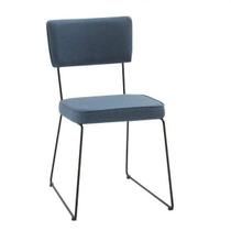 Cadeira para Sala de Jantar Escritório Estofada Base em Aço Roma Azul/Jeans/Preto Cadeira para Sala de Jantar Escritório Estofada Base em Aço Roma Azul/Jeans/Preto