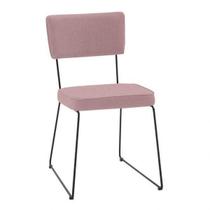 Cadeira para Sala de Jantar Escritório Estofada Base em Aço Roma Rosa/Coral/Preto Cadeira para Sala de Jantar Escritório Estofada Base em Aço Roma Rosa/Coral/Preto