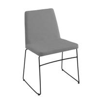 Cadeira para Sala de Jantar Escritório Estofada Linho Base em Aço Paris Cadeira para Sala de Jantar Escritório Estofada Linho Base em Aço Paris
