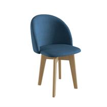 Cadeira para Sala de Jantar Escritório Giratória Estofada Madeira Maciça Ergonômica Ediane Azul/Mel Cadeira para Sala de Jantar Escritório Giratória Estofada Madeira Maciça Ergonômica Ediane Azul/Mel