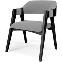 Cadeira Para Sala de Jantar Estar Living Estofada Suran L02 Preto Suede Cinza - Lyam Decor