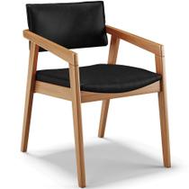 Cadeira Para Sala de Jantar Estar Living Giorgia B04 Tecido Sintético Preto Brilho - Lyam Decor