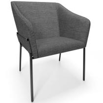 Cadeira Para Sala de Jantar Estar Living Olívia L02 Linho Cinza Escuro - Lyam Decor