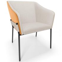 Cadeira Para Sala De Jantar Estar Living Olívia L02 Linho Cru material sintético Whisky