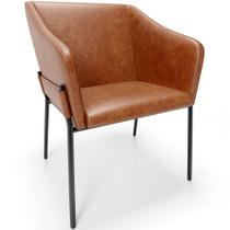 Cadeira Para Sala de Jantar Estar Living Olívia L02 material sintético Camel - Lyam Decor