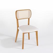 Cadeira para Sala de Jantar Fluire com Encosto em Tela Rattan e Assento Acolchoado