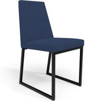 Cadeira Para Sala De Jantar L02 Suede Azul Marinho