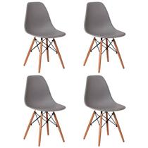 Cadeira Para Sala de Jantar Moob Eames Eiffel Conjunto Com 4 Unidades Cinza