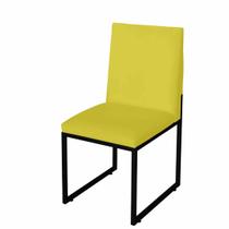 Cadeira Para Sala de Jantar Trendy Base Metálica Preto material sintético Amarelo - Móveis Mafer